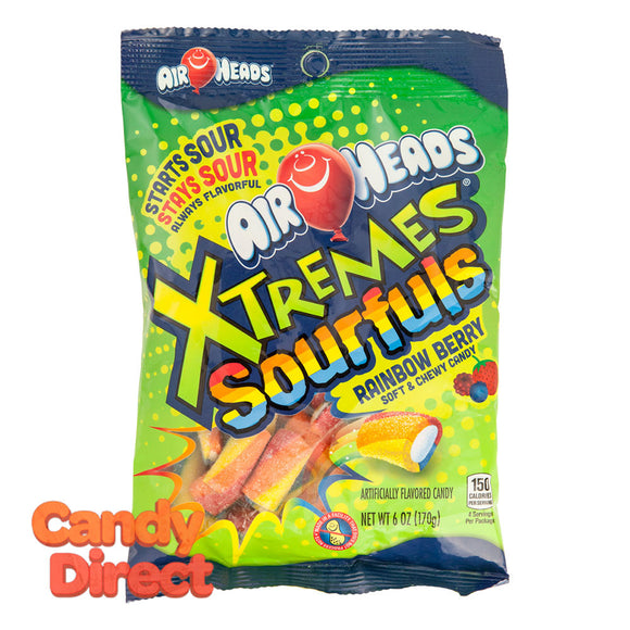 Airheads Xtremes Sourfuls Rainbow Berry Bites 6oz Peg Bag - 12ct