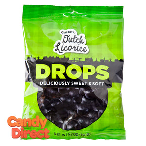 Gustaf's Drops Licorice 5.2oz Peg Bag - 12ct