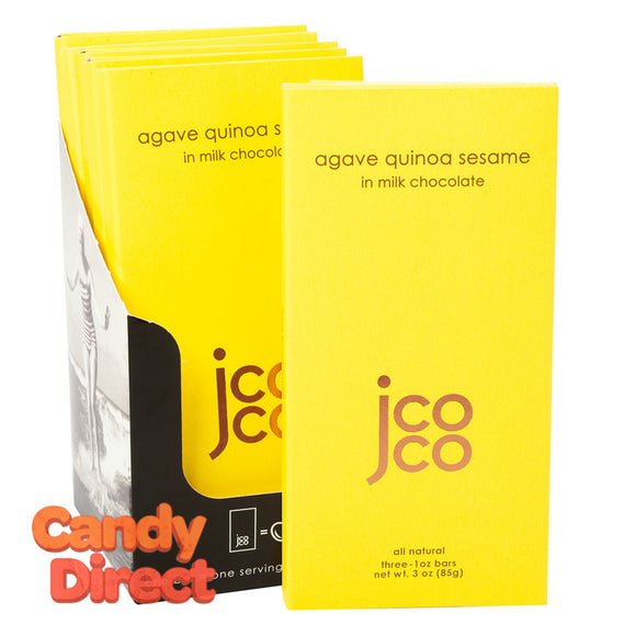 Jcoco Milk Chocolate Agave Quinoa Sesame 3oz Bar - 6ct