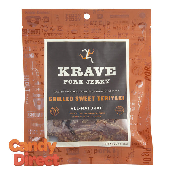 Krave Grilled Sweet Teriyaki Pork Jerky 2.7oz Bag - 8ct