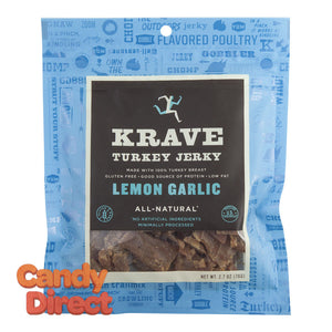 Krave Lemon Garlic Turkey Jerky 2.7oz Bag - 8ct