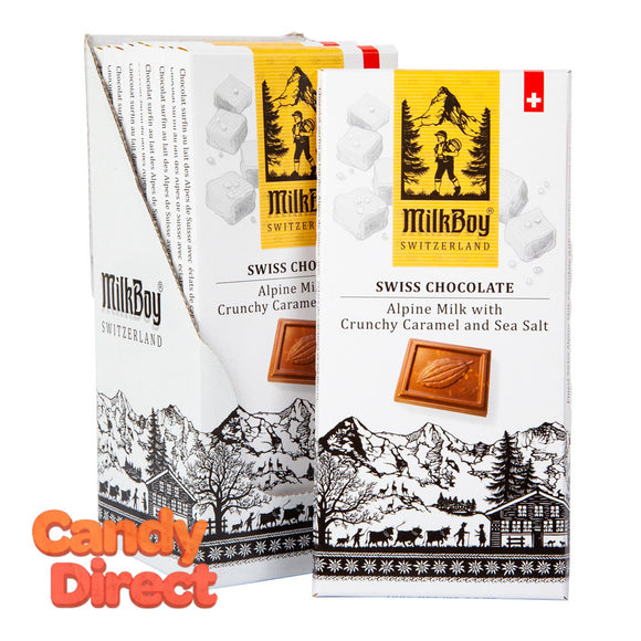 Milkboy Milk Chocolate Swiss Alpine With Crunchy Caramel And Sea Salt 3.5oz Bar - 10ct