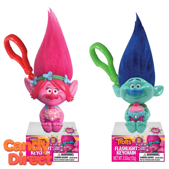 Trolls Movie Candy Keychain with Flashlight - 12ct